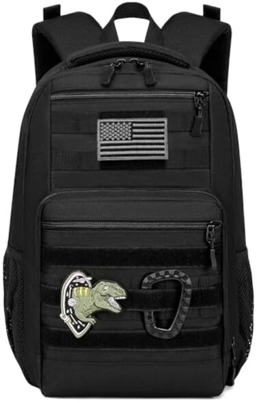 SunForMorning Kids Tactical Backpack Army Molle Bookbag Military Boys Backpack for School Outdoor Camping Black