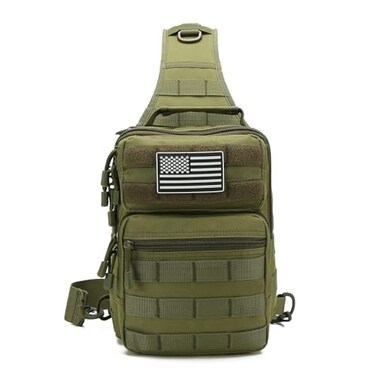 SXJWISHES Tactical Sling Bag Small Military EDC Pack Rover Shoulder Sling Pack Molle Crossbody Chest Backpack for Men Green
