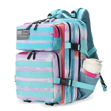 Lovelinks21 25L Tactical Military Backpack Small Travel Backpack for Men and Women Assault Pack Bug Out Bag Molle Daypack Gym Backpack with Bottle Holder Rainbow Tie Dye