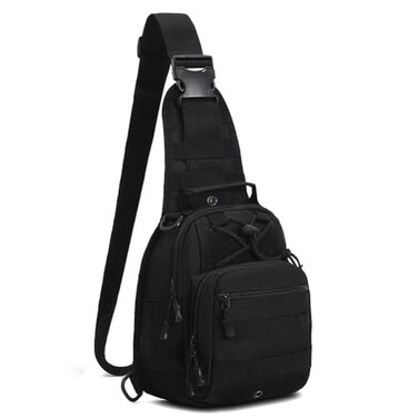 Viriber Tactical Backpack Waterproof Military Crossbody Molle Sling Shoulder Backpack Chest Bag for Outdoor Every Day Carry Black