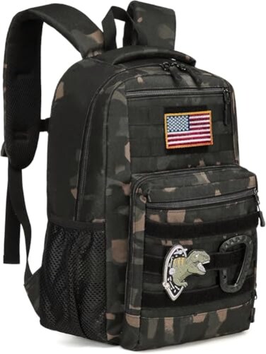 XINTREY Kids tactical Backpack for Boys School Bag 20L mini Children Backpack for Outdoor Camping Travel Black CM
