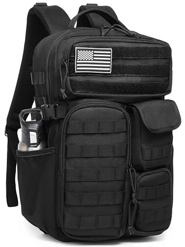 Wotony Tactical Backpack Military waterproof backpack with multiple pockets and tactical gear for the outdoors Black 30L