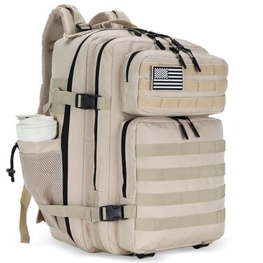 Lovelinks21 45L Tactical Assault Backpack 3 day assault pack with Molle Waterproof backpack Rucksack for Tactical Backpacks Light Khaki
