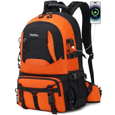 NerIion Nerlion 40L Hiking Backpack Travel Backpack for Men Women Camping Waterproof Outdoor Hiking Daypack Lightweight Backpack Orange