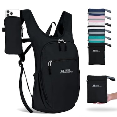 HIGH EXPERIENCE Hiking Backpack 10L15L Small Daypack Lightweight Packable Travel Foldable Water Resistan for Women Men Black 10L
