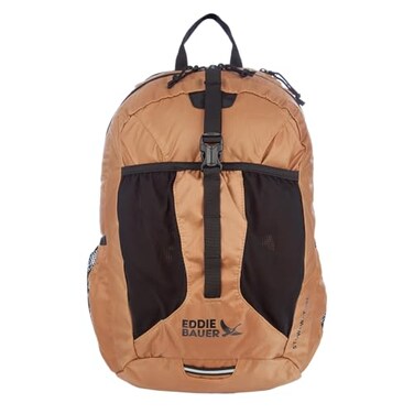 Eddie Bauer Stowaway Packable Backpack Travel Outdoor Lightweight Foldable Durable Ripstop Polyester 30L Tobacco