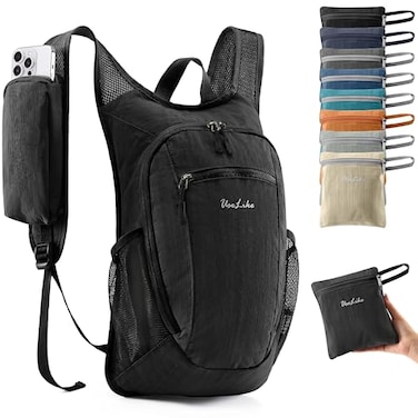 Uselike 10L Small Hiking Backpack Travel Daypack Lightweight Packable Back Pack for Women MenBlack