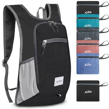 Xgunion Hiking Backpack 10L Small Travel Lightweight Daypack Foldable Hiking Packable Camping Hiking Backpacks for Women Men Black
