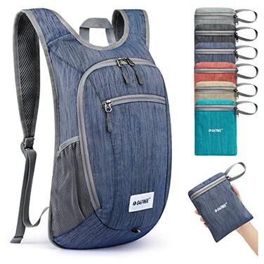 G4Free 1015L Small Rucksack Foldable Backpack Lightweight Packable Daypack Travel Outdoor Hiking Shoulder Bag Dark Blue 10Liters