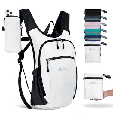 HIGH EXPERIENCE Hiking Backpack 10L15L Small Daypack Lightweight Packable Travel Foldable Water Resistan for Women Men White 10L