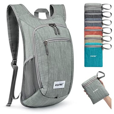 G4Free 1015L Small Rucksack Foldable Backpack Lightweight Packable Daypack Travel Outdoor Hiking Shoulder Bag Grey 20Liters