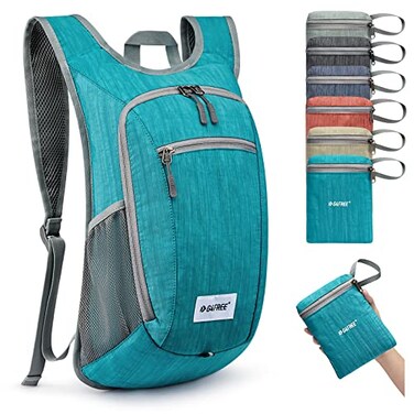 G4Free 1015L Small Rucksack Foldable Backpack Lightweight Packable Daypack Travel Outdoor Hiking Shoulder Bag Peacock Blue 20Liters