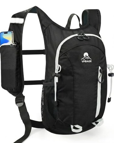 VPBAGE Foldable Small Hiking Backpack with 3 Strap Pockets Lightweight 300D Spillproof Daypack for Men Women Packable Small Travel Backpack with Chest Strap Trekking Pole Holder Durable Outdoor Bag