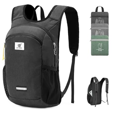 SKYSPER 10L Hiking Backpack Foldable Packable Lightweight Daypack for Travel Collapsible Small Compact Hiking Backpack for Women Men Black