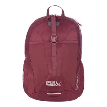 Eddie Bauer Stowaway Packable Backpack Travel Outdoor Lightweight Foldable Durable Ripstop Polyester 30L Black Cherry