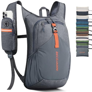 BECOJADDE 15L Small Hiking Backpack for Men Women Foldable Packable Back Pack Ultralight Hiking Daypack for Travel Camping Outdoor Gray