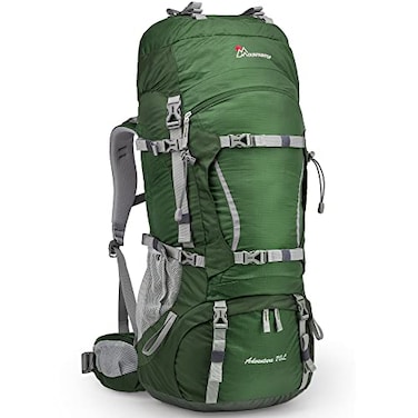 MOUNTAINTOP 70L Internal Frame Backpack Camping Backpacking Hiking Backpack for Men Women with Rain CoverDark Green