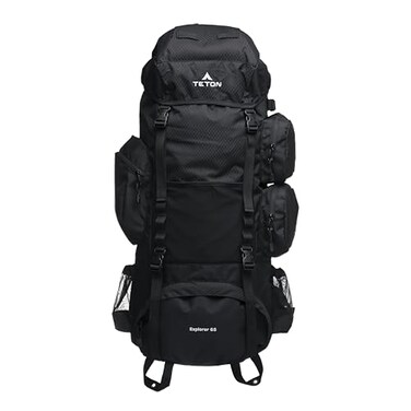 TETON Sports Teton 65L Explorer Internal Frame Backpack for Hiking Camping Backpacking Rain Cover Included Black