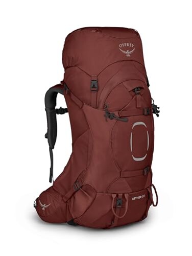 Osprey Aether 55L Mens Backpacking Backpack Deep Acorn Red LXL