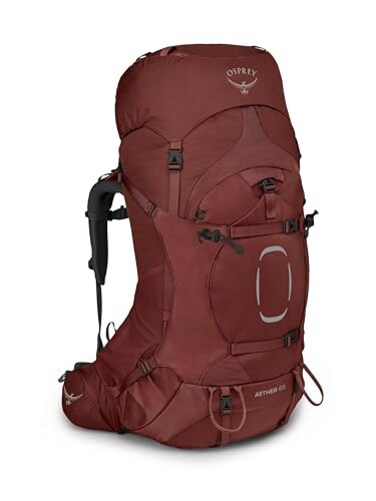 Osprey Aether 65L Mens Backpacking Backpack Deep Acorn Red SM