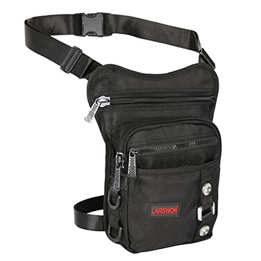 Larswon Thigh Pack Leg Bag Thigh Pouch Bag Tactical Waist Bag Motorcycle Bag Waterproof Black