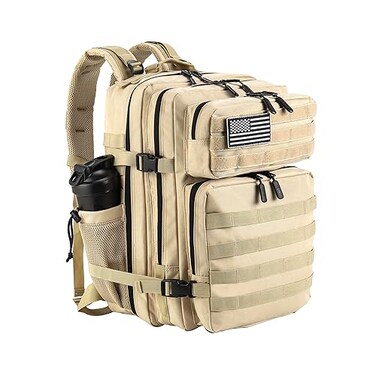 LHI Military Tactical Backpack for Men and Women 45L Army 3 Days Assault Pack Bag Large Rucksack with Molle System Cream