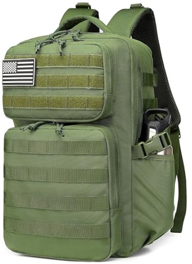Wotony Military Tactical Backpack for Men Waterproof Daypack 3 Day Assault Pack Molle Bag with Water Bottle Holder Military green 25L