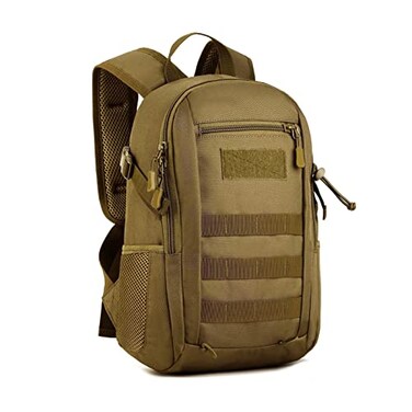 HUNTVP 10L Tactical Backpack Small Backpack Mini Daypack Military MOLLE Rucksack Gear Tactical Assault Pack Bag for Hunting Camping Trekking10L Dark Brown