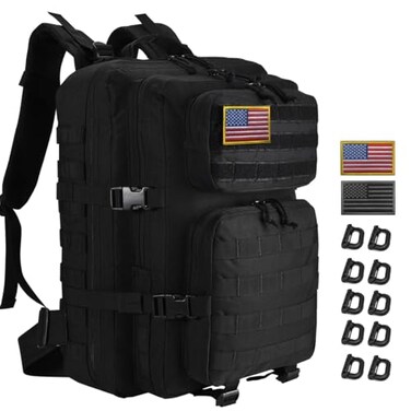 R.SASR RSASR 45L Black Tactical Backpack Military Assault Pack MOLLE System Large 3 Day Bug Out Bag for Men Women Hiking CampingBlack01