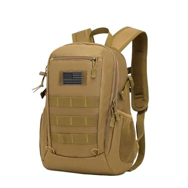 ArcEnCiel 20L Tactical Backpack MOLLE Daypack Gear Pack Camping Bag with PatchBrown