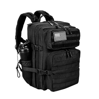 LHI Tactical Military Backpack for Men and Women 25L Army Assault Pack Bag Large Rucksack with Molle SystemBlack
