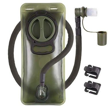 LANNEY 2L Hydration Bladder Water Bladder for Hiking Backpack 2 Liter Water Storage Bag with Insulated Tube Hydration Back Pack Replacement for Outdoor Camping Running Cycling Military Green