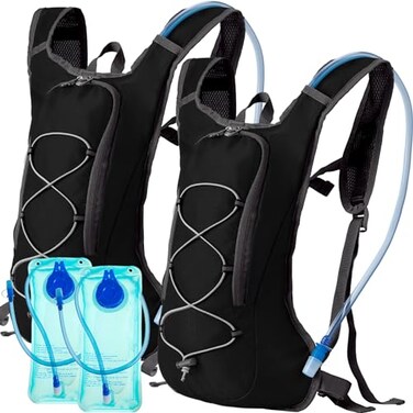 Wesiti 2 Pack Hydration Backpack Pack with 2 Pcs 2L Hydration Bladder Hiking Backpack Bladder for Hiking Cycling ClimbingBlack