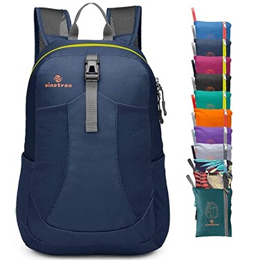 sinotron Lightweight Packable Backpack Small Foldable Hiking Backpack Day Pack for Travel Camping Outdoor Vacation Dark blue