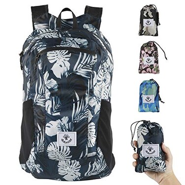 4Monster Hiking DaypackWater Resistant Lightweight Packable Backpack for Travel Camping Outdoor Flower Blue 24L