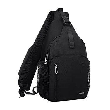 MOSISO Sling Backpack Bag Crossbody Shoulder Bag Travel Hiking Daypack Chest Bag with Front Square PocketUSB Charging Port Black