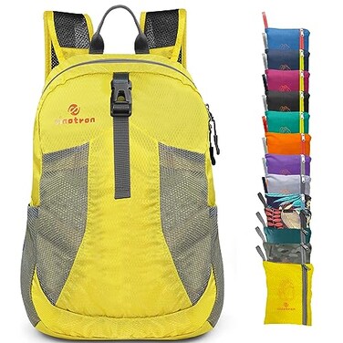 sinotron 22L Lightweight Packable Hiking Backpack Small Hiking Backpack Day Pack for Women Men Travel Camping Vacation yellow