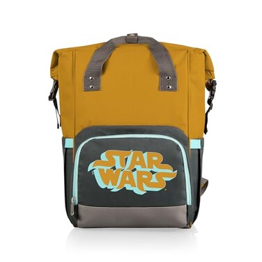 Picnic TIME Star Wars OTG RollTop Cooler Backpack Hiking Backpack Cooler Soft Cooler Bag Mustard Yellow with Gray Blue Accents 75 x 1025 x 26
