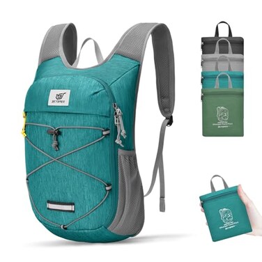 SKYSPER Foldable Backpack for Travel 10L Small Lightweight Hiking Day Bag Collapsible Breathable Knapsack Women Men
