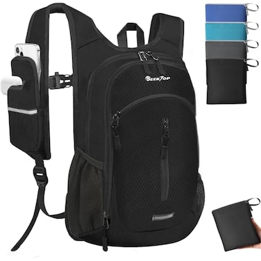 Seektop Small Hiking Backpack Expandable 12L16L Lightweight Packable Waterproof Daypack with Phone Pocket for Women Men