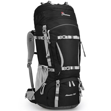 MOUNTAINTOP 70L Internal Frame Backpack Camping Backpacking Hiking Backpack for Men Women with Rain CoverBlack