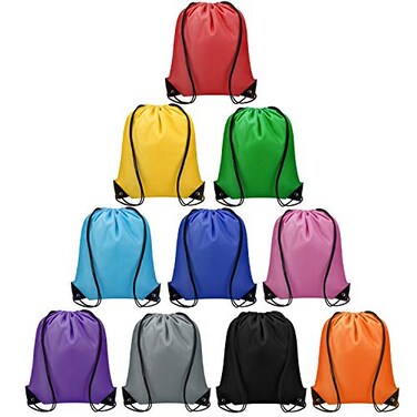 Vorspack 10 Pcs Drawstring Bags Bulk Drawstring Backpack Draw String Back Bag for Gift DIY Party Gym Trip 10 Colors
