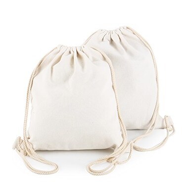 YINGKOR Cotton Canvas Drawstring Backpack Bag Gym Sackpack Sport String Sack Pack Bags pack2 White
