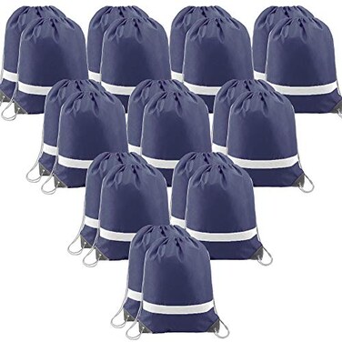 BeeGreen 20 Pieces Navy Blue Drawstring Backpack Bags Wholesale Reflective String Bag DIY for Women and Men