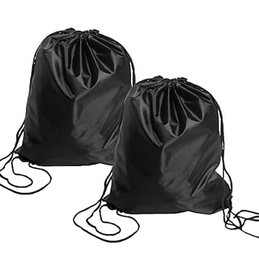 BINGONE 2 Pcs Black Folding Drawstring Backpack Bag Home Travel Sport Gym Backpack Cinch Sack String Storage Bags Gym Drawstring Bags
