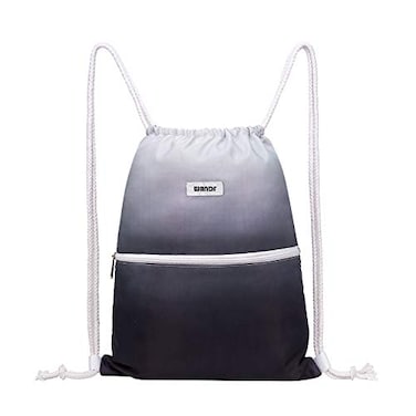 WANDF Drawstring Backpack String Bag Sackpack Cinch Water Resistant Nylon for Gym Shopping Sport Yoga Grey