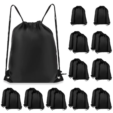 COIDEA Drawstring Backpack 20Pcs Drawstring Bags Draw String Back Bag Drawstring Bags Bulk for Sports Gym Travel Swimming Beach Black