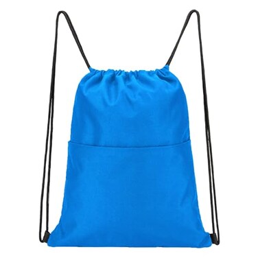 Vorspack Drawstring Backpack Water Resistant String Bag Sports Sackpack Gym Sack with Side Pocket for Men Women Blue