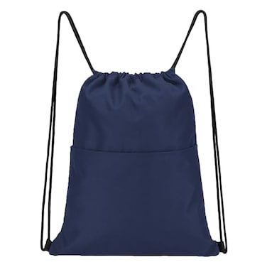Vorspack Drawstring Backpack Water Resistant String Bag Sports Sackpack Gym Sack with Side Pocket for Men Women Navy
