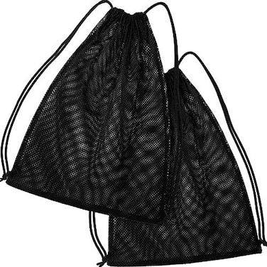 Frienda Mesh Drawstring Backpack Bag Multifunction Mesh Bag for Beach Swimming Gym Clothes Travel Workout Gear Black